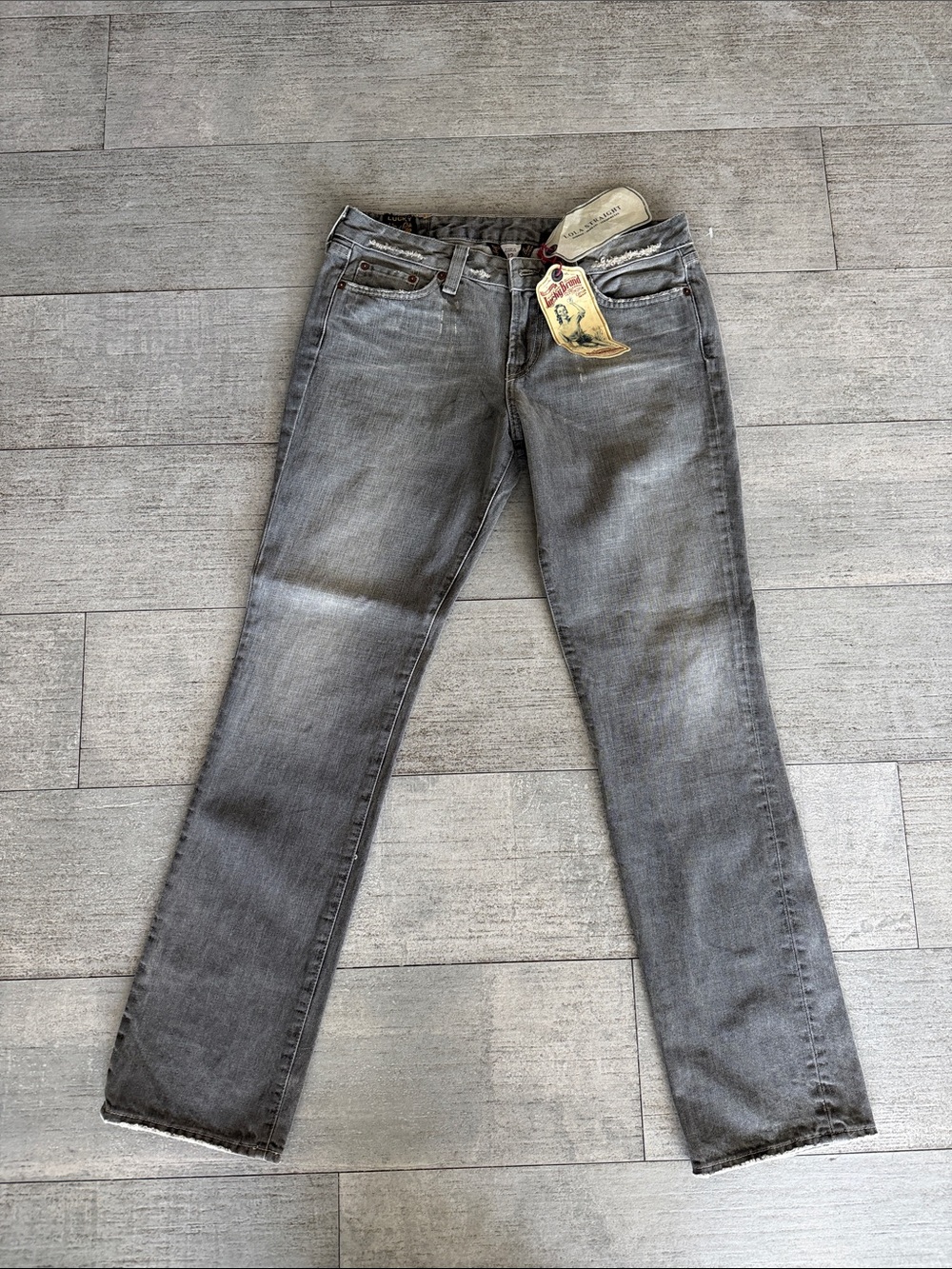 NWT Lucky Brand Lola Straight Jeans Gray Wash Women’s Size 12